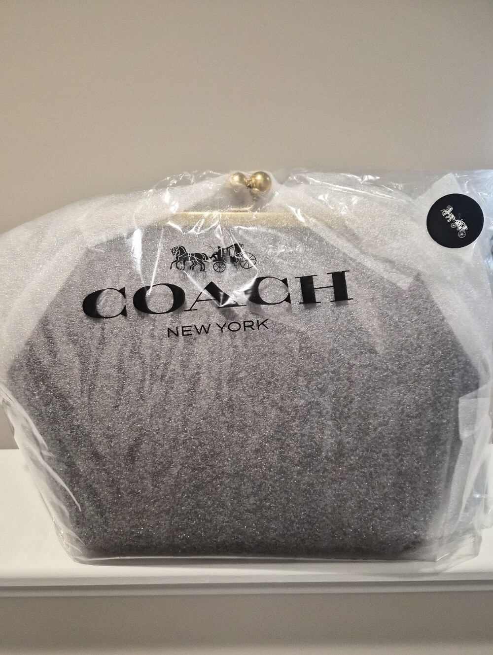 *NWT* [Coach] Oversized Kisslock Frame Leather Bag In Maple